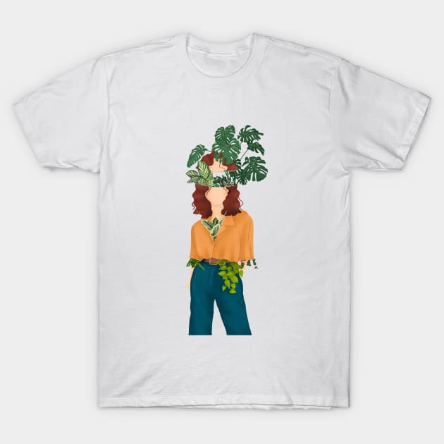 Plant Head, Girl Illustration 9 T-Shirt by gusstvaraonica